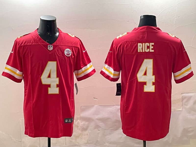Men Kansas City Chiefs 4 Rice Red Second generations 2025 Nike Limited NFL Jersey style 1